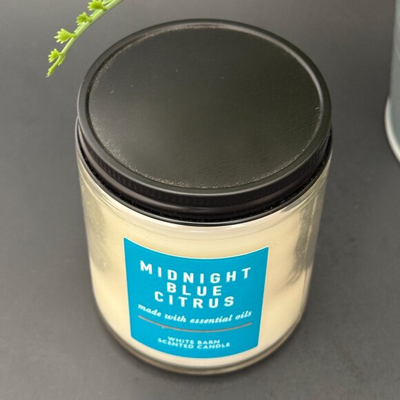 BBW Midnight Blue Citrus White Barn Bath & Body Works Mason Single Wick Candle - Picture 4 of 10